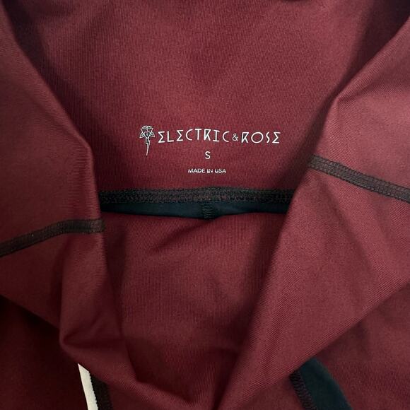 NEW Electric & Rose High Rise Waist Athletic Leggings Maroon Black Pink Small - Picture 8 of 9